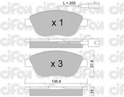 8223220 CIFAM Комплект тормозных колодок, дисковый тормоз