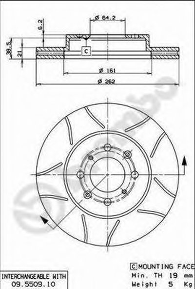 09550975 BREMBO Тормозной диск