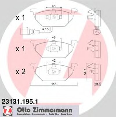 231311951 ZIMMERMANN Комплект тормозных колодок, дисковый тормоз