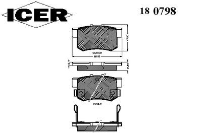 180798 ICER Комплект тормозных колодок, дисковый тормоз