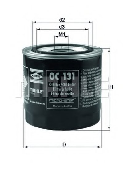 OC131 KNECHT Масляный фильтр