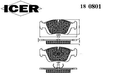 180801 ICER Комплект тормозных колодок, дисковый тормоз