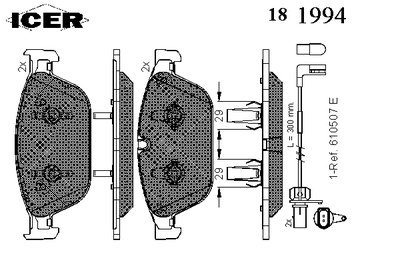 181994 ICER Комплект тормозных колодок, дисковый тормоз