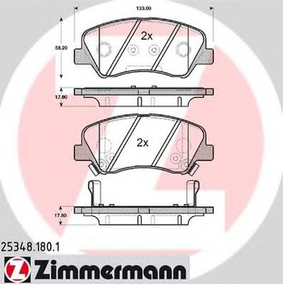 253481801 ZIMMERMANN Комплект тормозных колодок, дисковый тормоз