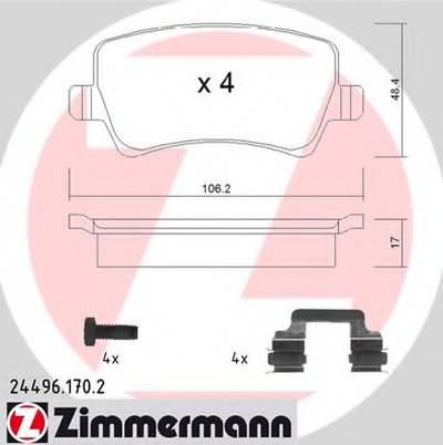 244961702 ZIMMERMANN Комплект тормозных колодок, дисковый тормоз