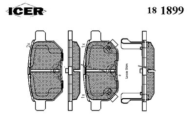 181899 ICER Комплект тормозных колодок, дисковый тормоз