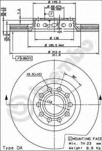 09869011 BREMBO Тормозной диск