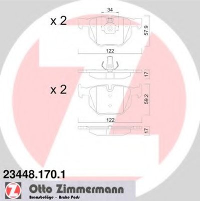 Комплект тормозных колодок, дисковый тормоз ZIMMERMANN купить