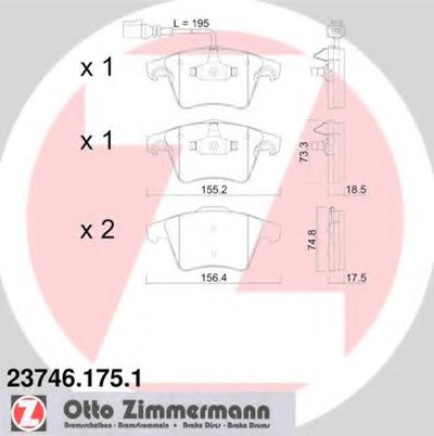 237461751 ZIMMERMANN Комплект тормозных колодок, дисковый тормоз