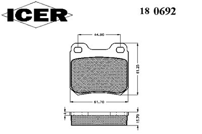 180692 ICER Комплект тормозных колодок, дисковый тормоз
