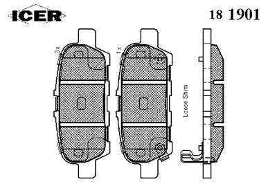 181901 ICER Комплект тормозных колодок, дисковый тормоз