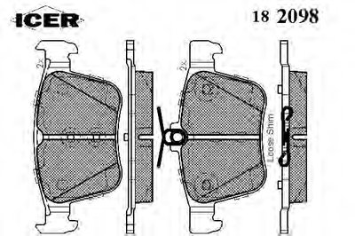 182098 ICER Комплект тормозных колодок, дисковый тормоз