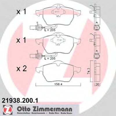 219382001 ZIMMERMANN Комплект тормозных колодок, дисковый тормоз