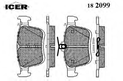 182099 ICER Комплект тормозных колодок, дисковый тормоз