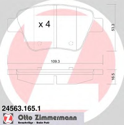 245631651 ZIMMERMANN Комплект тормозных колодок, дисковый тормоз