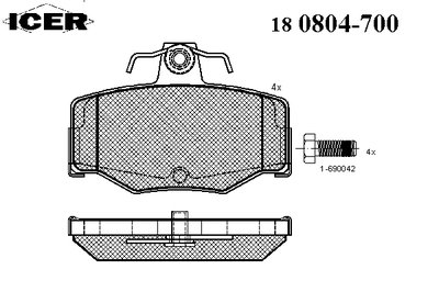 180804700 ICER Комплект тормозных колодок, дисковый тормоз