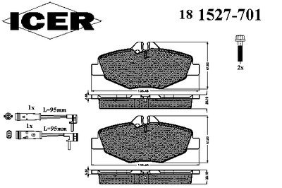 181527701 ICER Комплект тормозных колодок, дисковый тормоз