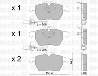 2203140 METELLI Комплект тормозных колодок, дисковый тормоз