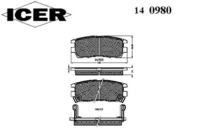 140980 ICER Комплект тормозных колодок, дисковый тормоз