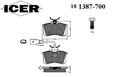 181387700 ICER Комплект тормозных колодок, дисковый тормоз