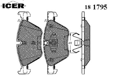 181795 ICER Комплект тормозных колодок, дисковый тормоз