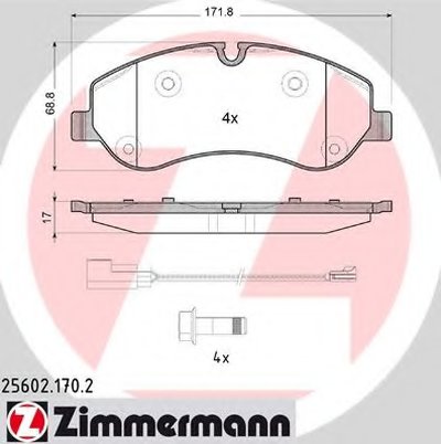 256021702 ZIMMERMANN Комплект тормозных колодок, дисковый тормоз