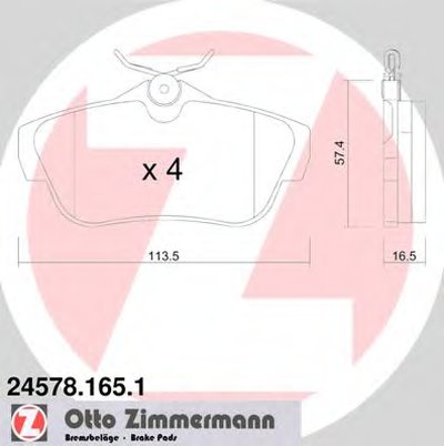 245781651 ZIMMERMANN Комплект тормозных колодок, дисковый тормоз