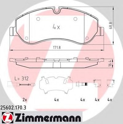 256021703 ZIMMERMANN Комплект тормозных колодок, дисковый тормоз