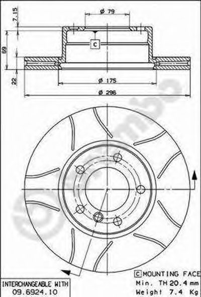 09692475 BREMBO Тормозной диск