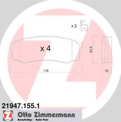 219471551 ZIMMERMANN Комплект тормозных колодок, дисковый тормоз