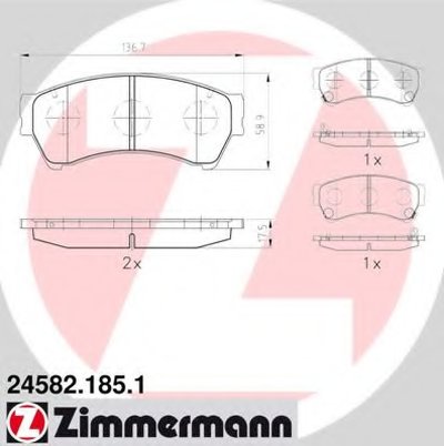 245821851 ZIMMERMANN Комплект тормозных колодок, дисковый тормоз