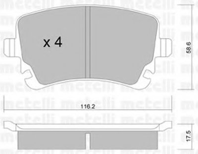 2205542 METELLI Комплект тормозных колодок, дисковый тормоз