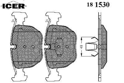 181530 ICER Комплект тормозных колодок, дисковый тормоз