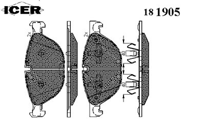 181905 ICER Комплект тормозных колодок, дисковый тормоз