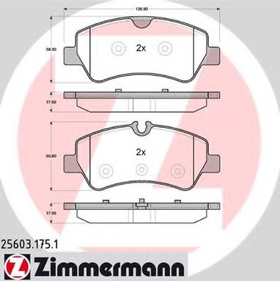 256031751 ZIMMERMANN Комплект тормозных колодок, дисковый тормоз