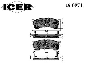 180971 ICER Комплект тормозных колодок, дисковый тормоз