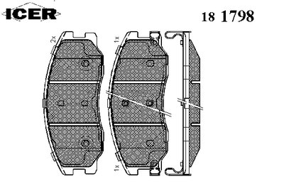 181798 ICER Комплект тормозных колодок, дисковый тормоз