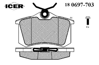 180697703 ICER Комплект тормозных колодок, дисковый тормоз