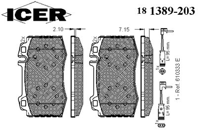 181389203 ICER Комплект тормозных колодок, дисковый тормоз