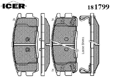 181799 ICER Комплект тормозных колодок, дисковый тормоз