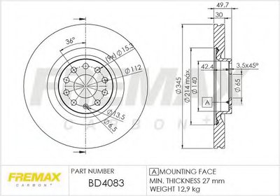 BD4083 FREMAX Тормозной диск