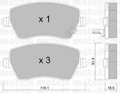 2204851 METELLI Комплект тормозных колодок, дисковый тормоз