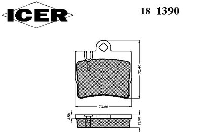 181390 ICER Комплект тормозных колодок, дисковый тормоз