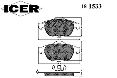 181533 ICER Комплект тормозных колодок, дисковый тормоз