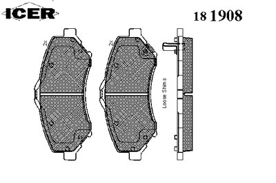 181908 ICER Комплект тормозных колодок, дисковый тормоз