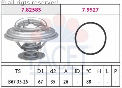 78258 FACET Термостат, охлаждающая жидкость