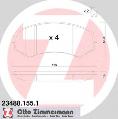 234881551 ZIMMERMANN Комплект тормозных колодок, дисковый тормоз