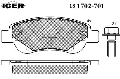 181702701 ICER Комплект тормозных колодок, дисковый тормоз