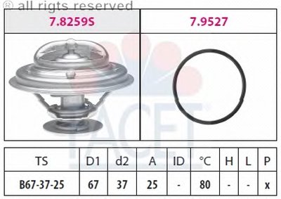 78259 FACET Термостат, охлаждающая жидкость