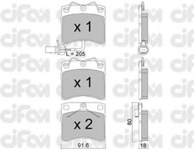 8221632 CIFAM Комплект тормозных колодок, дисковый тормоз